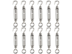 Tensor de alambre M4 de acero inoxidable 304 con gancho y ojo, 12 piezas, resistente para cuerdas