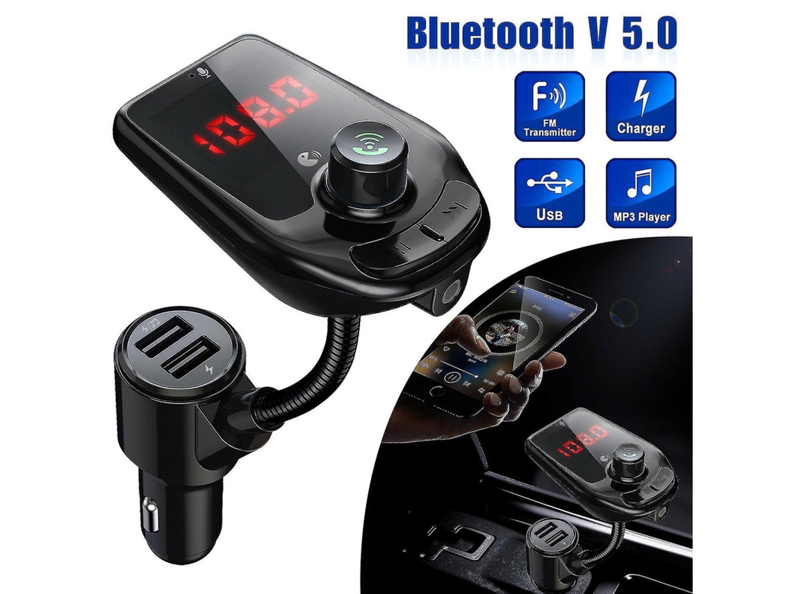 Transmisor Fm Bluetooth Yizhood D5 Lcd Grande Modos Reprodução Preto