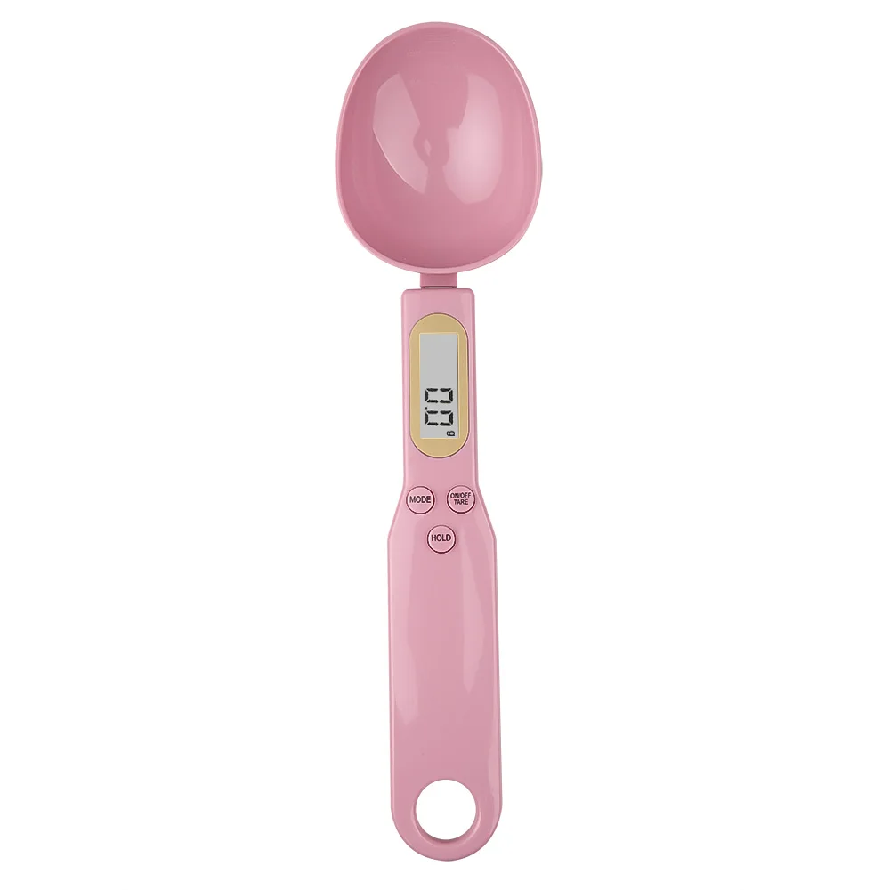 (Rosa, 500 g) Báscula de cocina con vaso medidor digital LCD para harina y cuchara digital.