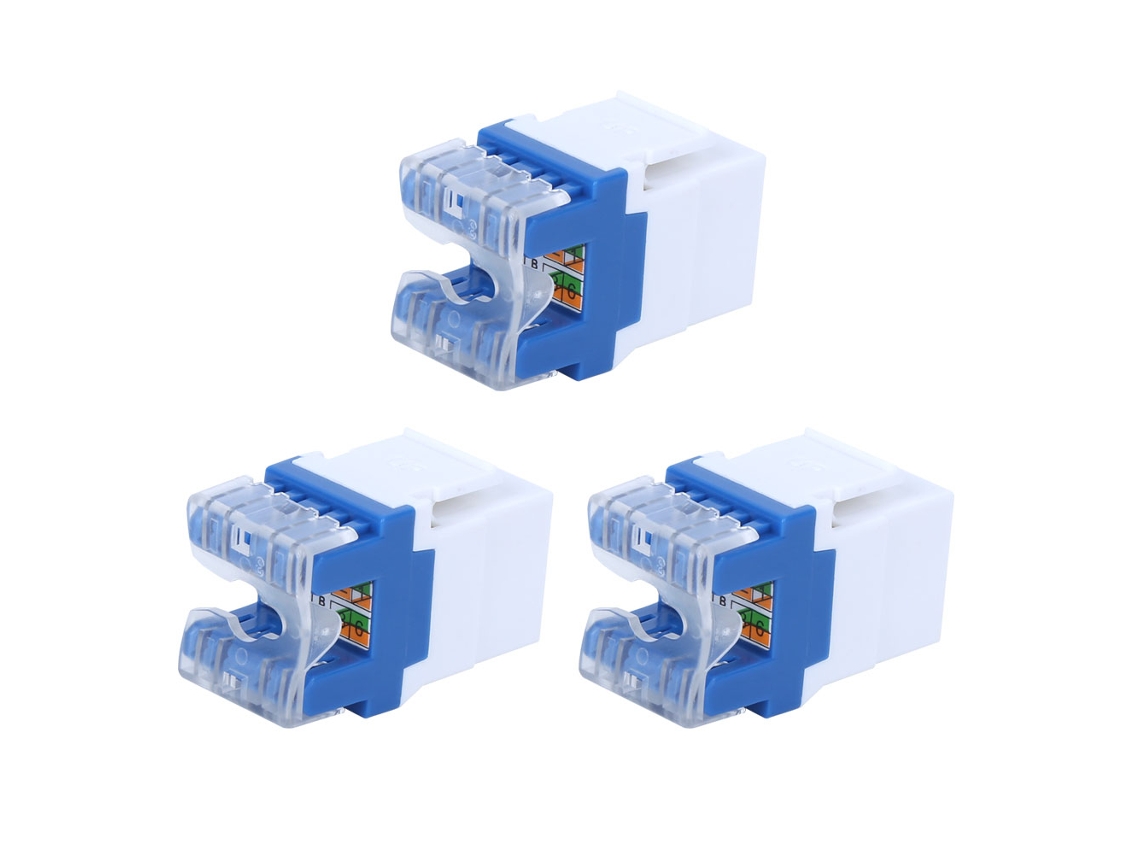 Adaptador de conector de red UTP Cat5e con módulo RJ45 de 180° a conector Keystone (3 unidades)