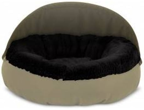 Cama Redonda para Perros y Gatos GAUTY Tela Impermeable y pelo (Negro y Beige - 57 cm)