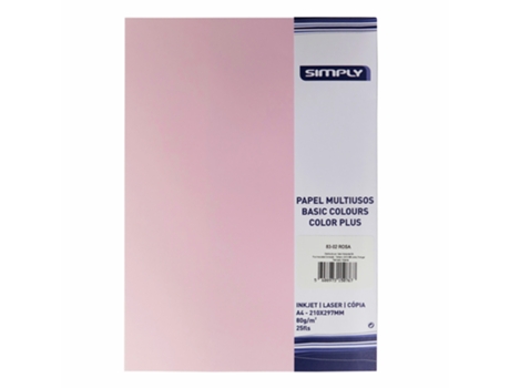 Papel A4 80G SIMPLY Color Plus Rosa 25Fl 83-02