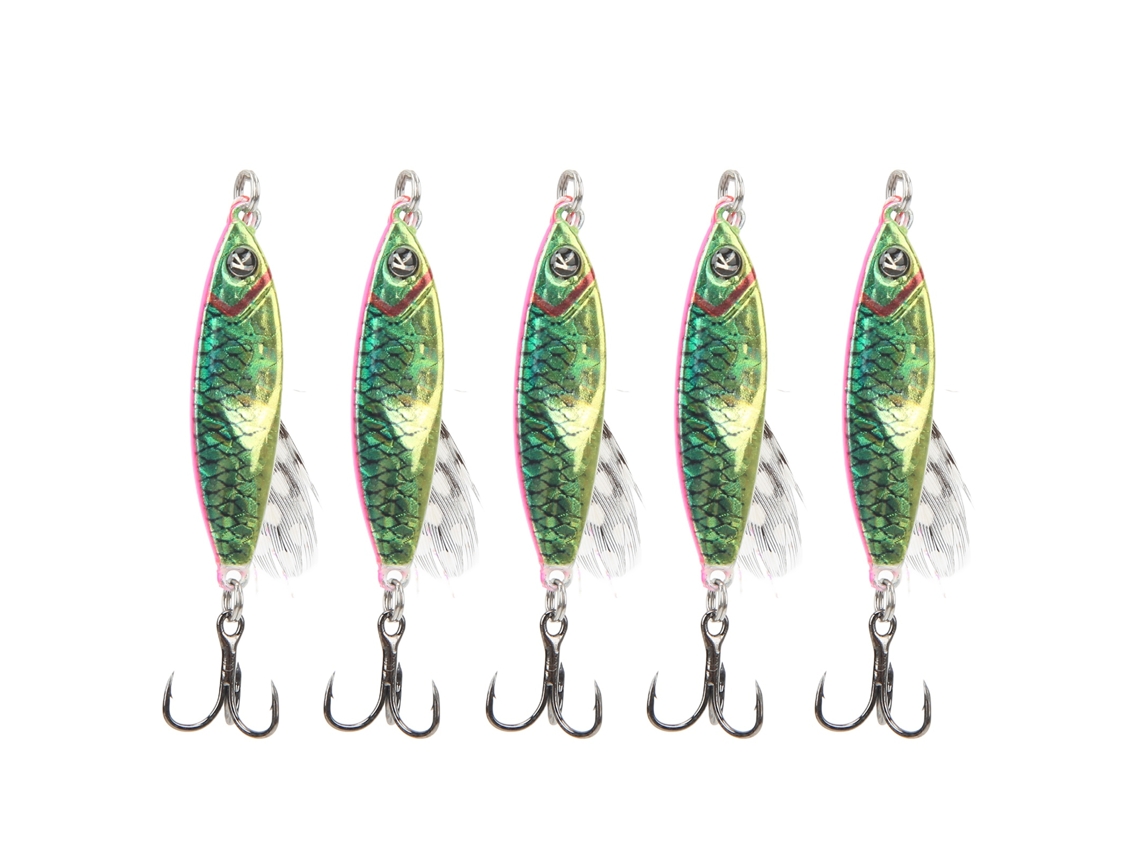 Danu26-5pcs Señuelo Artificial De Pesca Lifelike Con Anzuelo Triple Para Agua Salada Dulce Esmeralda