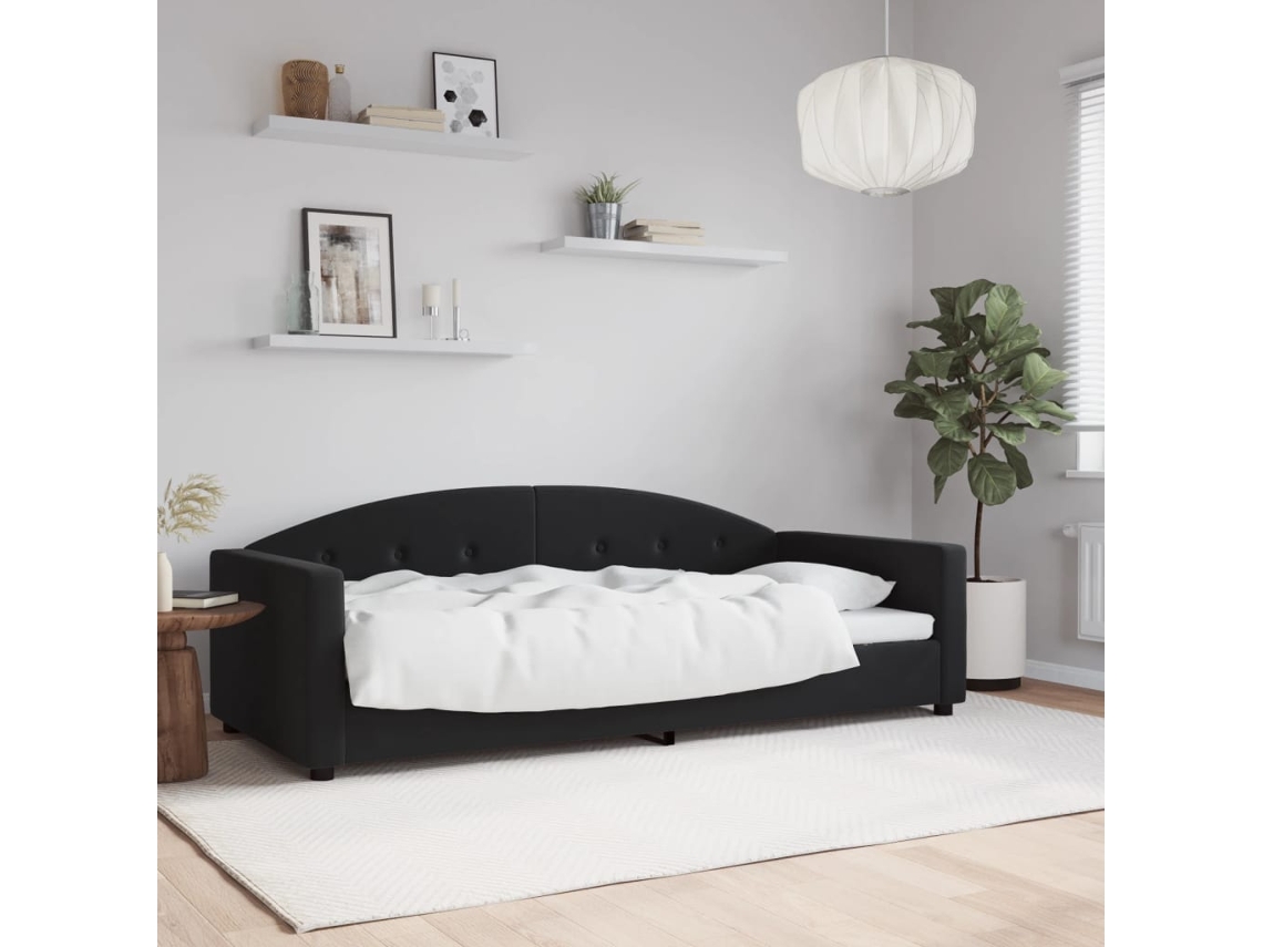Sofá Cama Sin Colchón Terciopelo Negro 90x200 Cm