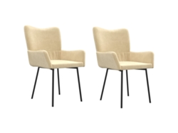 Conjunto 2 Cadeira de jantar VIDAXL Creme Veludo (55x57x81.5 cm)