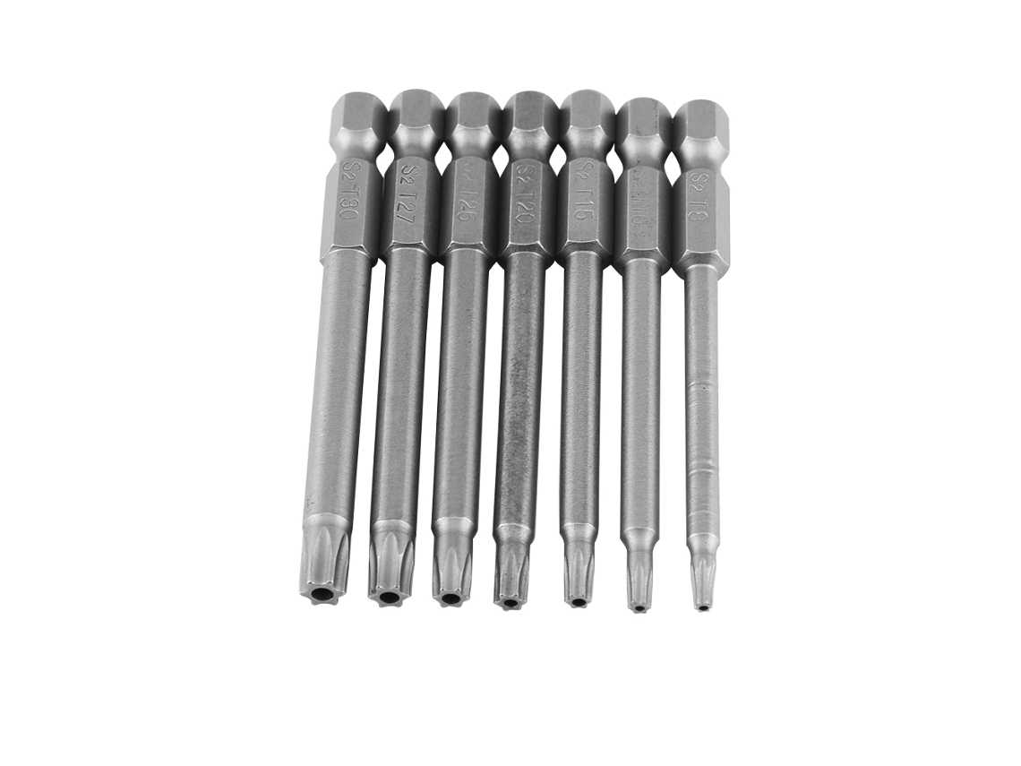 Juego de puntas de destornillador Phillips T8 T30 de acero S2 de 75 mm (1/4 de pulgada)