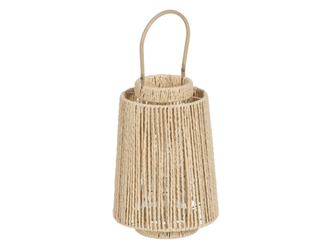 Farol Portavelas Farol Crema Natural Metal Papel Cristal 23,5 x 23,5 x 35 cm BIGBUY HOME