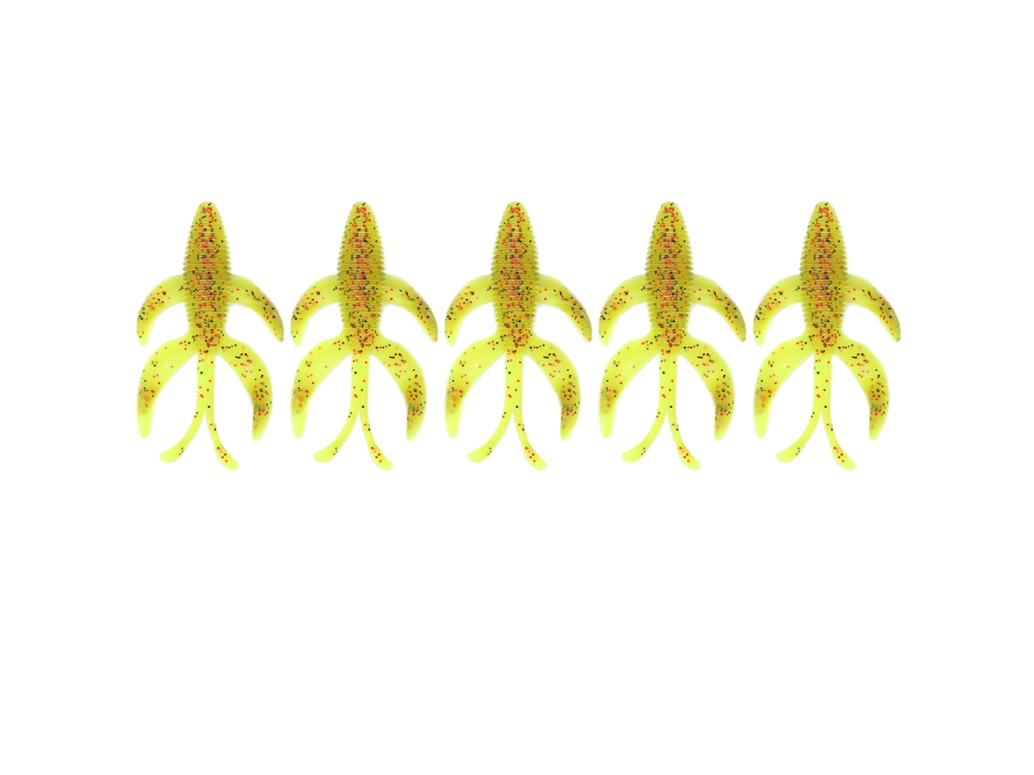 2026rebe-5pcs Cebo Suave De Pesca Camarón Artificial Para Agua Dulce Y Salada Color Verde-amarillo