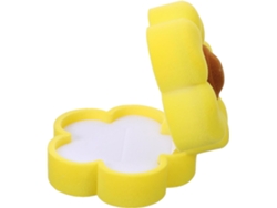 Joyería Terciopelo Amarillo Diseño Floral Elegante Organizador Anillos Joyas Ideal Guardar Regalos Compromiso