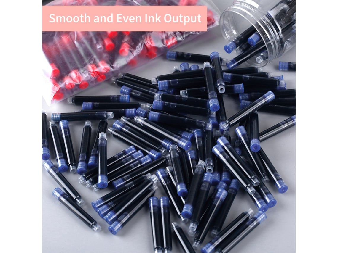 100 Cartuchos De Tinta Para Caneta Estilográfica Cor Azul Escuro Com Diâmetro De Bocal 3,4 Mm Para Suprimentos Escolares E Escritório