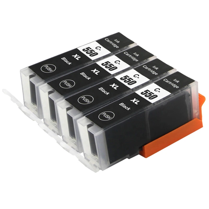 4pcs Negro pgi550 Cli551 Para Cartucho Canon Pgi-550 Cli-551 Para Pixma Ip7250 Mg5450 Mg5550 Mg5650 Mg5655 Mg6350 Mg6450