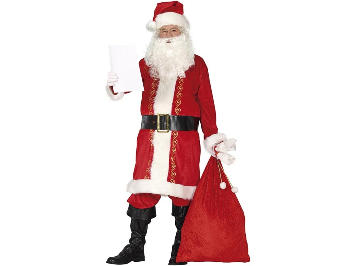 Disfraz de Papá Noel rojo tradicional con gorro para hombre