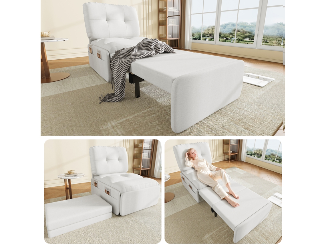 Sofá Cama 2 En 1 Lino Extraíble Para Apartamentos