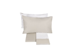 Completo Letto Una Piazza Fazzini In Percalle Di Puro Cotone Bianco/burro