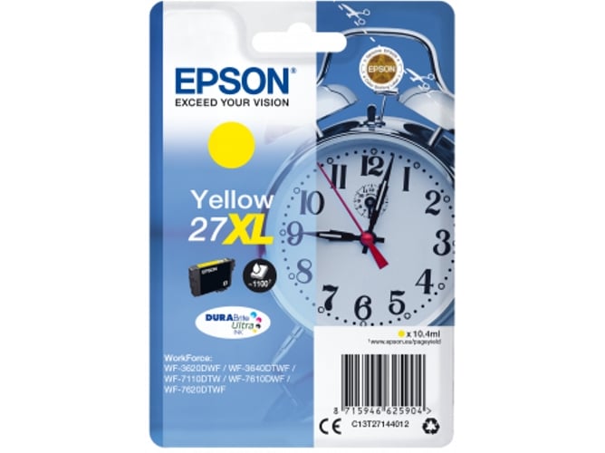 Cartucho de tinta original EPSON 27XL, Despertador 10,4 ml , Amarillo, XL, C13T27144012, T2714