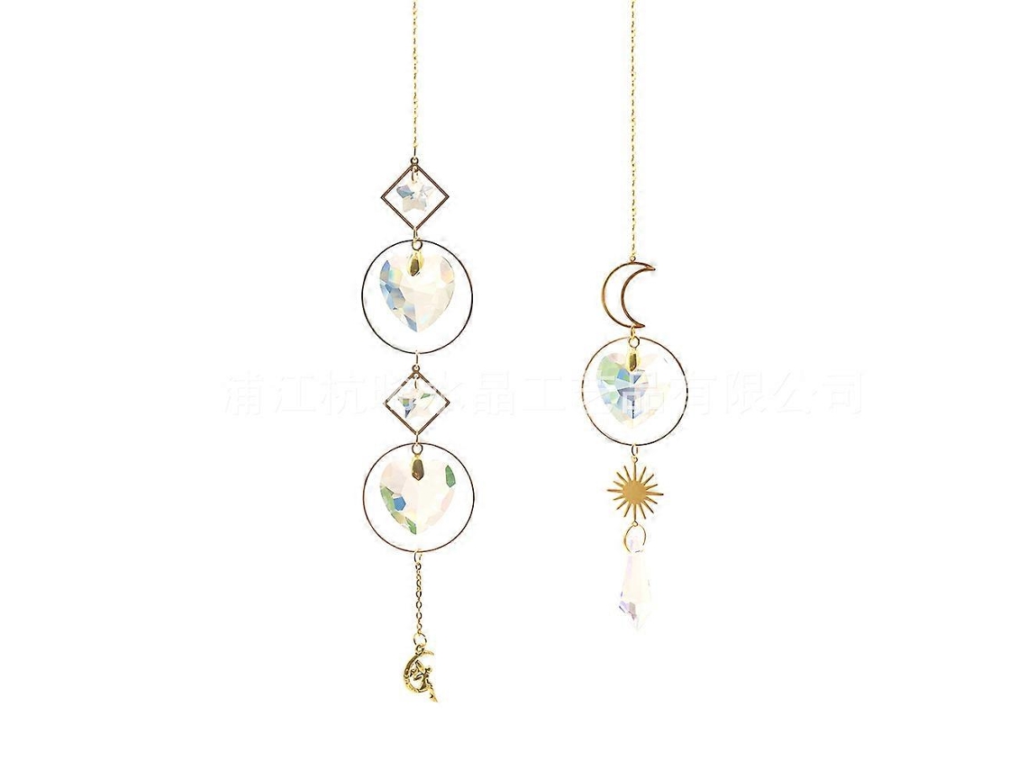 Adornos de cristal: Prismas con forma de corazón y arcoíris para colgar en casa, jardín y coche - Juego de 2
