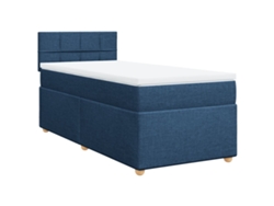 Maison Exclusive - Cama Box Spring Con Colchón Tela Azul 90x200 Cm