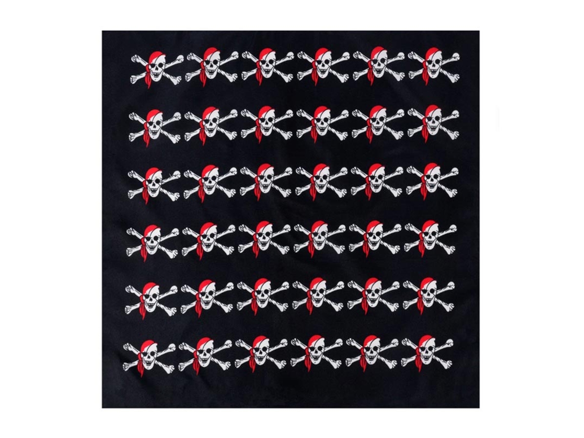 Bandana Pirata negro con calaveras de 54x54 cm