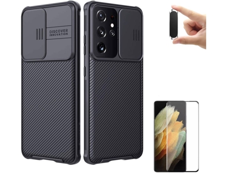 Funda, Protector y Soporte para Samsung Galaxy S21 Ultra PHONESHIELD Nillkin Camshield Negro