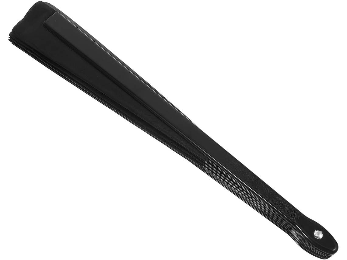 Abanico Plegable Negro Estilo Chino Fabricado Abs Poliéster Accesorio Decorativo Portátil Espectáculos Ideal
