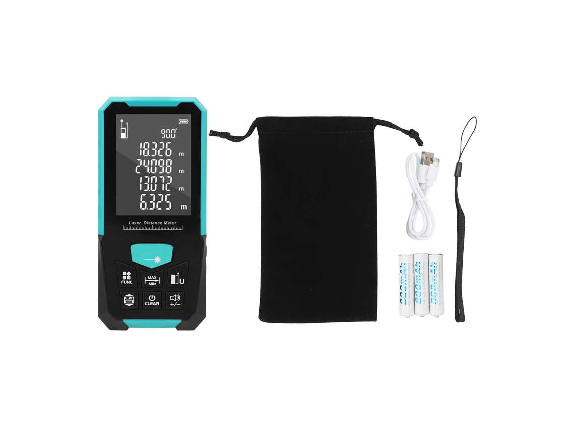 Medidor De Distancia Láser Ip54 De 120 M Con Pantalla De 2,4 Pulgadas, Recargable Y Con Medición De Ángulo.