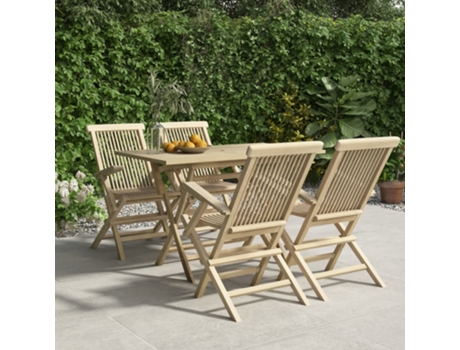 Conjunto 5 de comedor de jardín VIDAXL madera maciza de teca