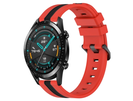 Correa de reloj inteligente para Huawei Watch GT2 42 mm 20 mm Correa de reloj de silicona vertical de dos colores (rojo + negro)