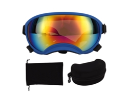 Gafas de sol para perros, resistentes al viento, con protección UV y montura ajustable, estilo gafas de esquí para mascotas, montura y lentes azules | Sin marca