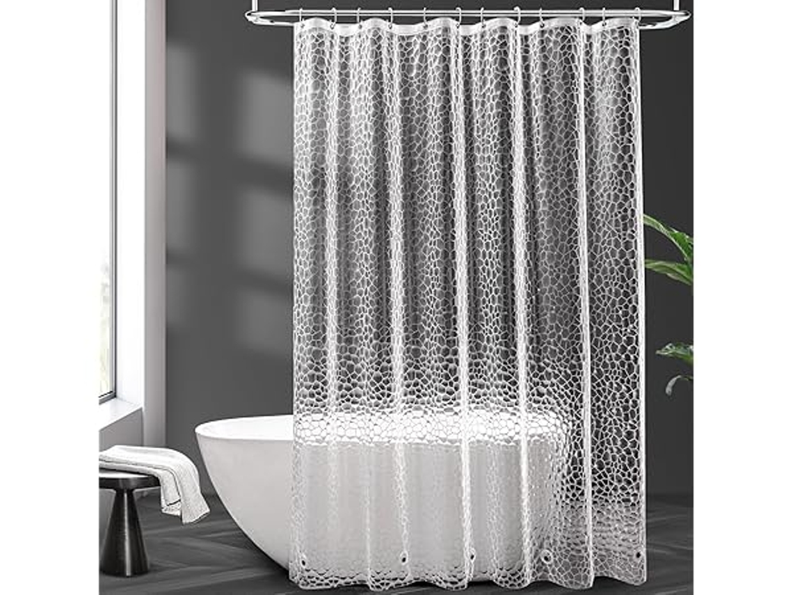 Cortina de ducha transparente de 180x200cm con 5 imanes, impermeable.