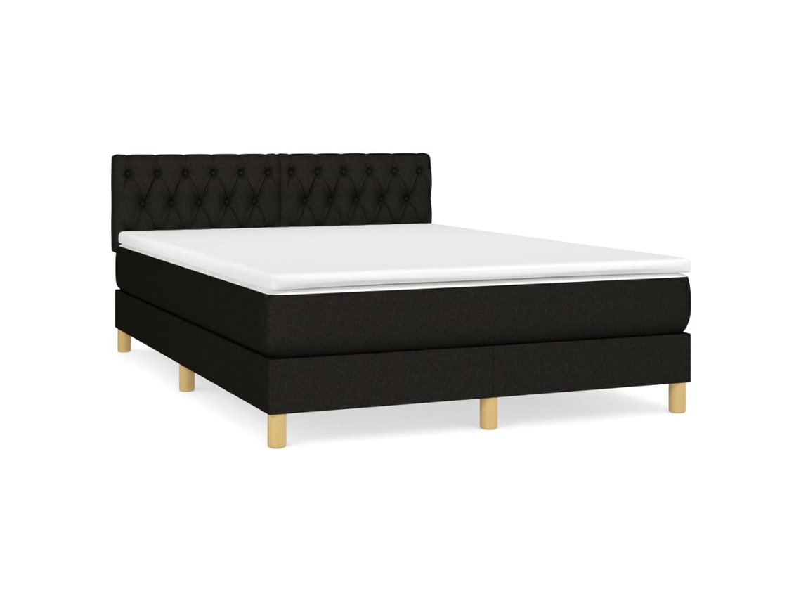 Maison Exclusive - Cama Box Spring Con Colchón Tela Negro 140x200 Cm