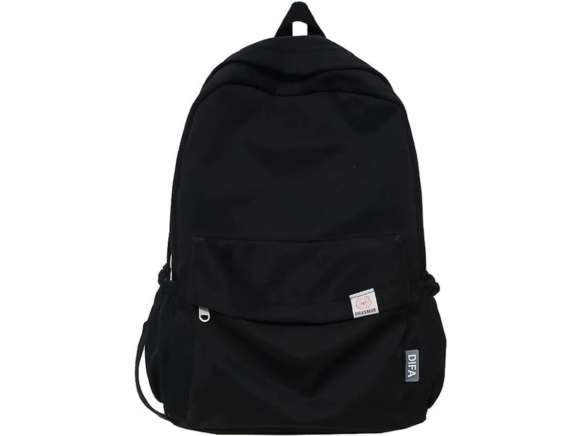 Mochila Linjou Grande Para Adolescentes Niñas Escolar Colegio Con Cremallera Material Resistente Negro