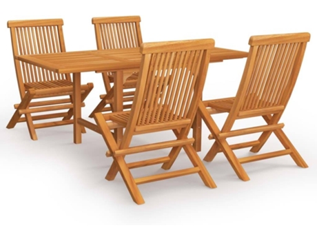 Conjunto 5 Conjunto de comedor de jardín VIDAXL madera maciza de teca
