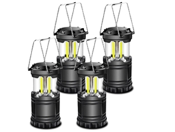 Linterna LED de camping Yunzii, a pilas, plegable, 4 unidades, color negro