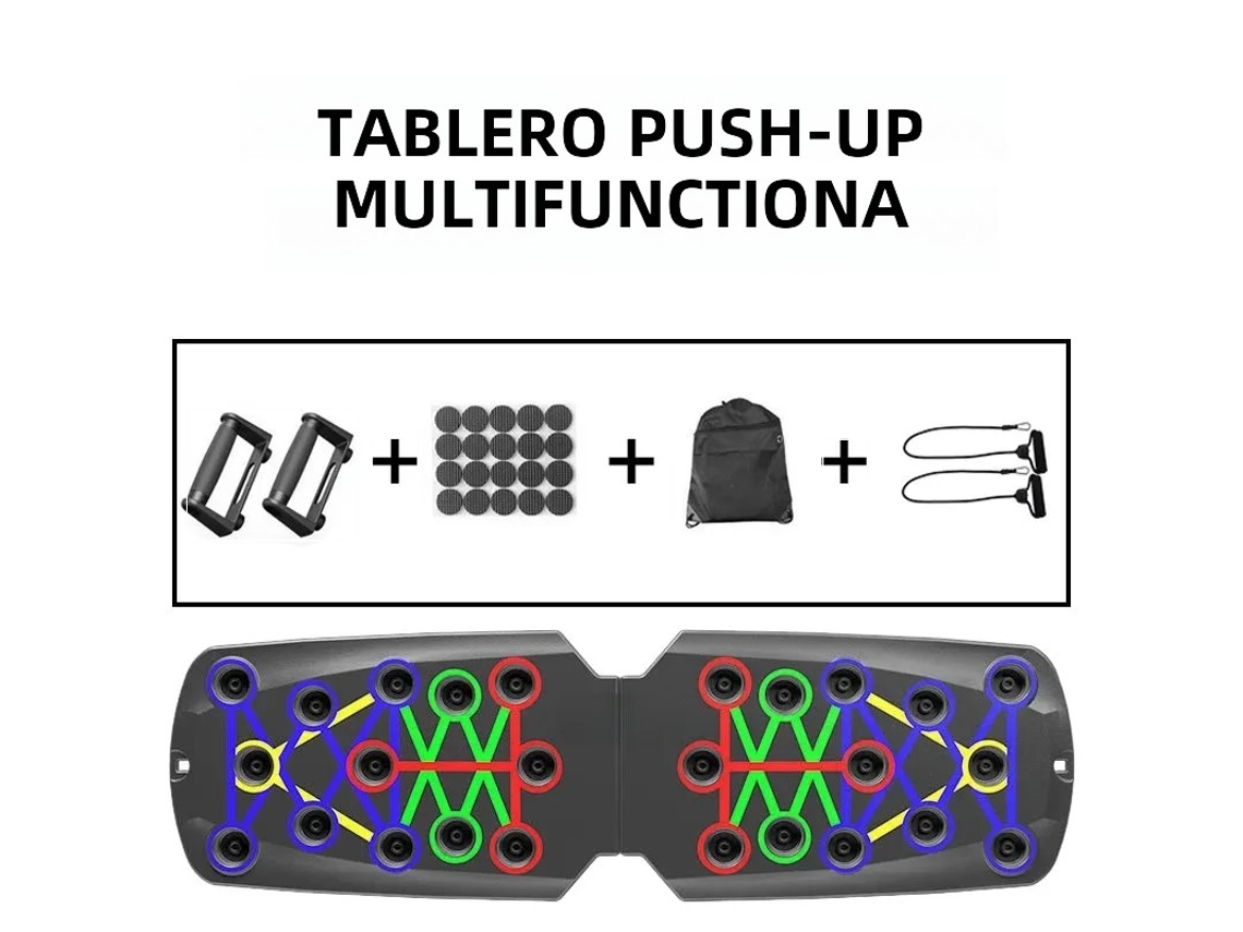 (a4) Tabla De Flexiones Portátil Multifuncional Con Barra De Resistencia Plegable
