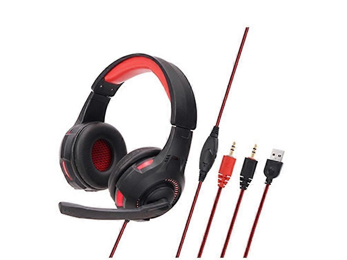 Auriculares luminosos para juegos Soyto Sy885mv para PC Hengrongshen (negro y rojo)