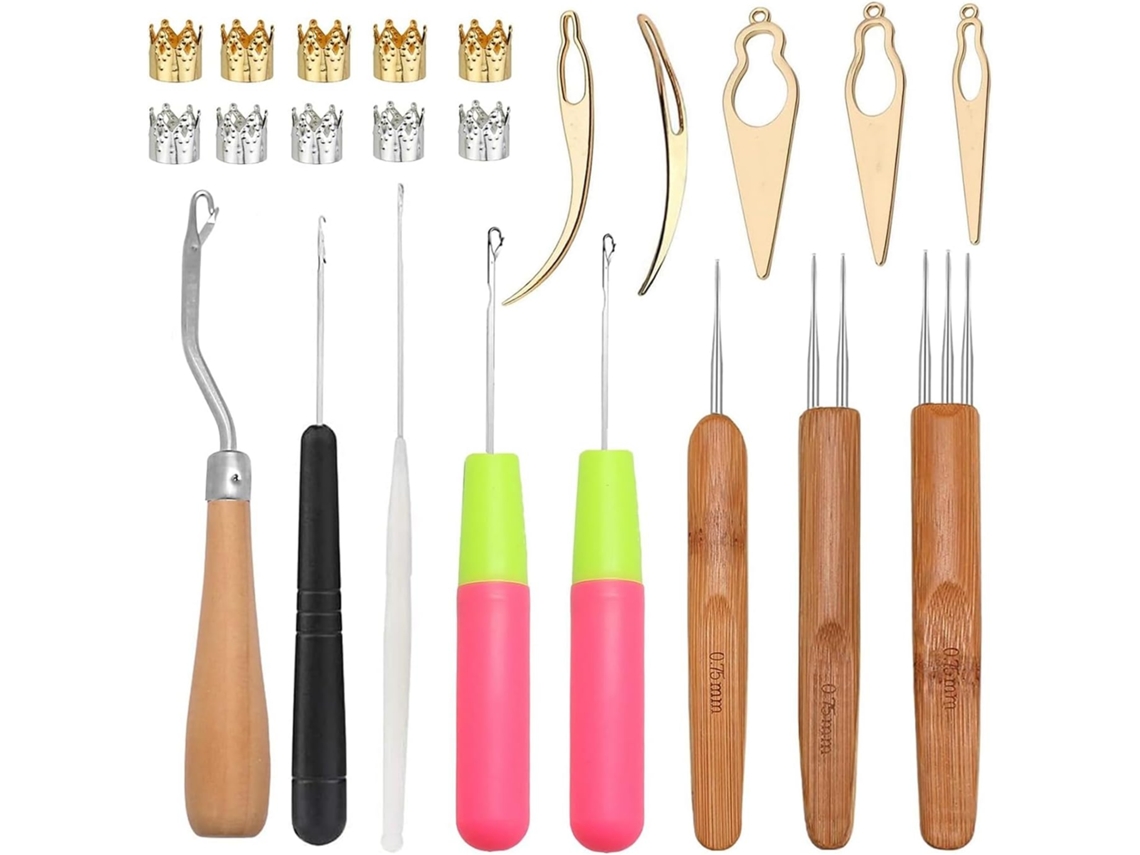Ganchos De Ganchillo Para Rastas Agwuoetr, 100 Anillos Para El Cabello, 5 Agujas De Bloqueo