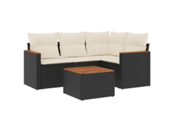 Maison Exclusive - Set De Muebles De Jardín 5 Pzas Y Cojines Ratán Sintético Negro