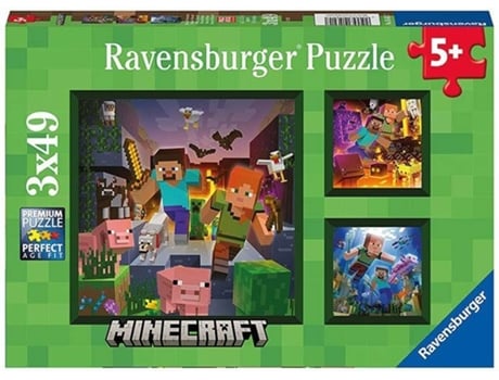 Puzzle RAVENSBURGUER Puzzle 3X49P Minecraft (Edad Minima: 5 Anos)