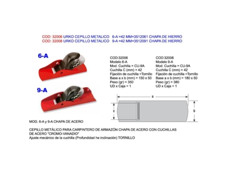 Urko cepillo metalico 6-a 42 mm 3512061 chapa hierro