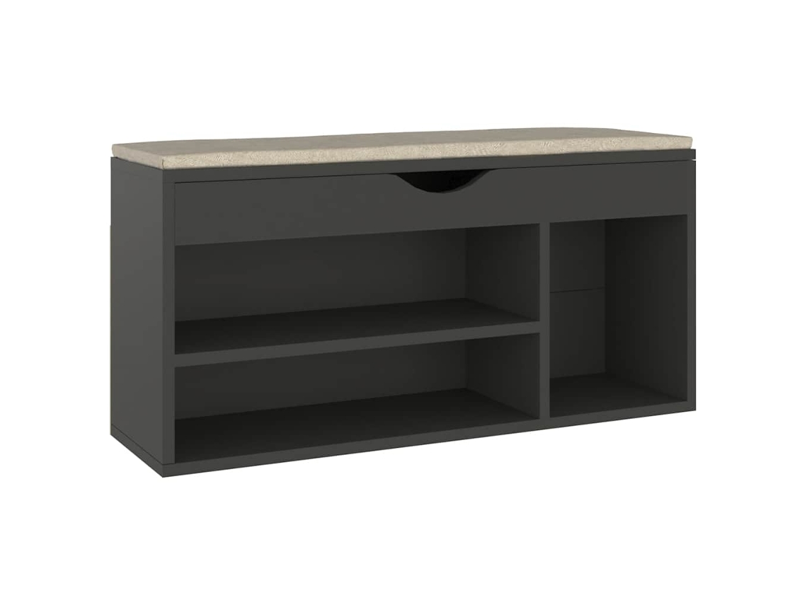 Maison Exclusive - Zapatero Con Cojín Madera Ingeniería Gris 104x30x49 Cm
