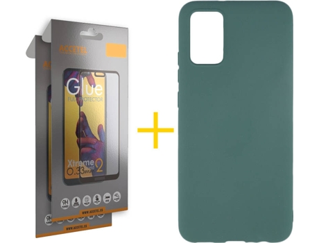 Kit Funda + Protector de Pantalla Samsung A02s ACCETEL Cristal Templado 3389 Verde