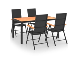 Conjunto 5 de comedor para jardín VIDAXL negro y marrón