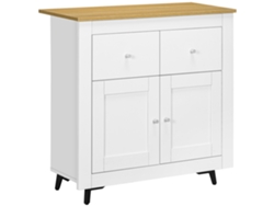Aparador Compacto Para Cocina, Salón, Puertas, Cajones, Pasillo, 78x35x80cm, Blanco.