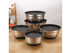Juego De Boles Mezcladores De Acero Inoxidable Con Tapa, 3 Piezas, Con Marcas De Medición.