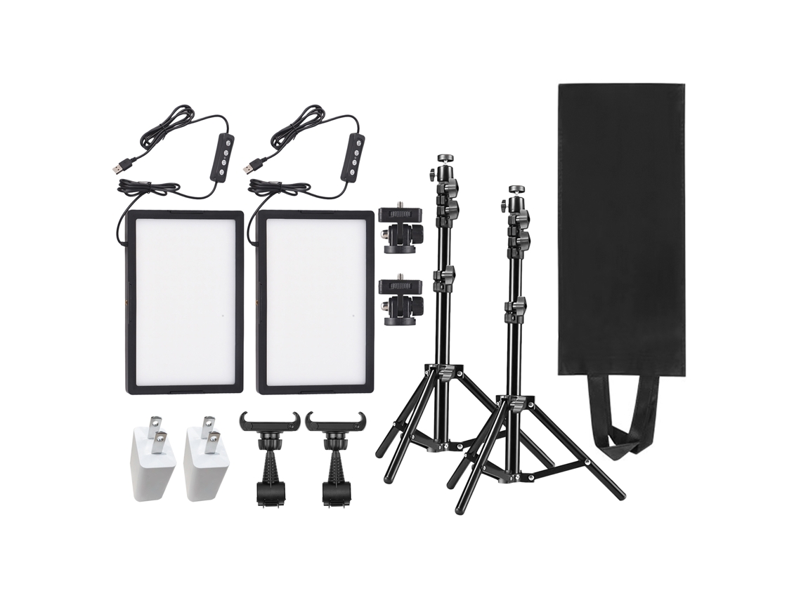 Luz LED para video, relleno y transmisión en vivo con panel y soporte, iluminación para reuniones virtuales