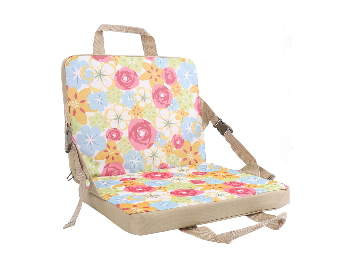 Colchoneta Plegable Para Gradas Con Respaldo, Tejido Oxford 600d, Estampado Floral Rojo, Para Niños.