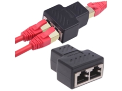 Conector adaptador divisor de cable de red Ethernet hembra LAN de 1 a 2 vías negro