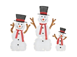 Set 3 Muñecos Nieve Led Exterior Estacas Suelo Impermeable