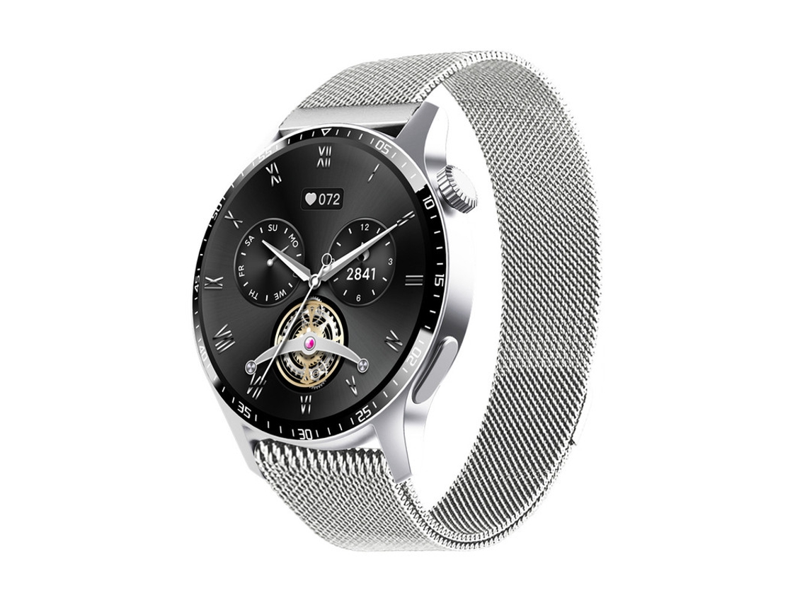 Reloj inteligente Yizhood plateado con pantalla HD de 1,35 pulgadas y 150 modos deportivos.