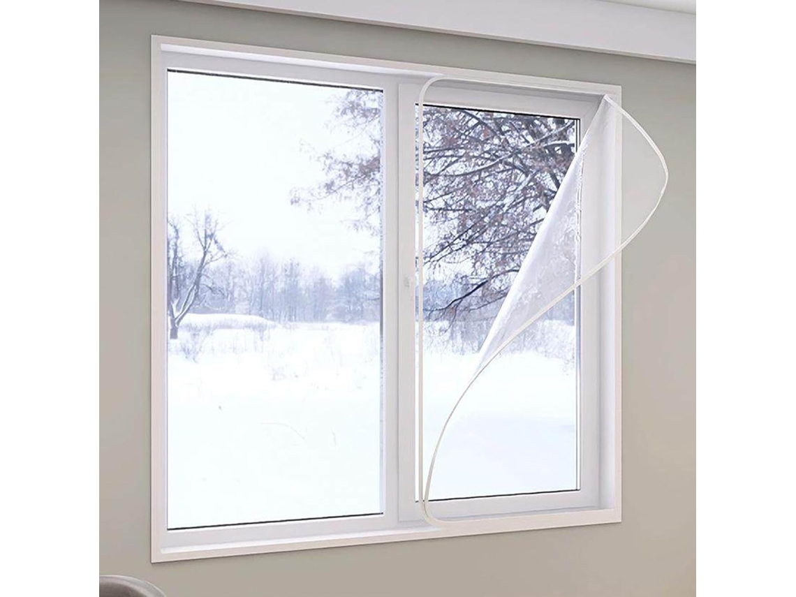 Lámina Aislante Térmica Para Ventanas, Lámina Transparente Antifrío Kit De Aislamiento Ventanas Con Tira Ad...